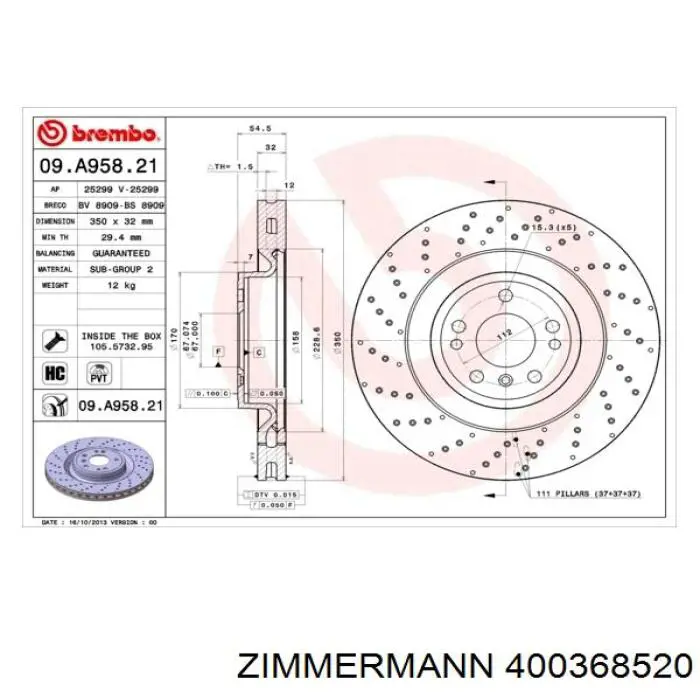 400.3685.20 Zimmermann freno de disco delantero