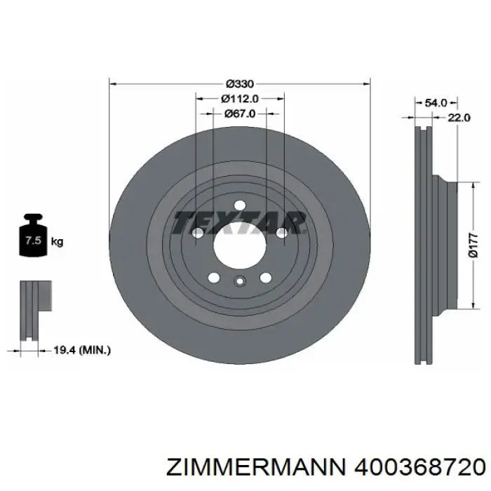 400368720 Zimmermann disco de freno trasero