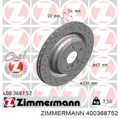 400368752 Zimmermann disco de freno trasero