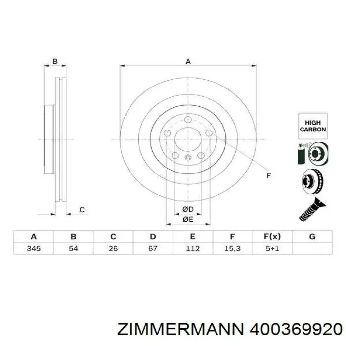 400369920 Zimmermann disco de freno trasero