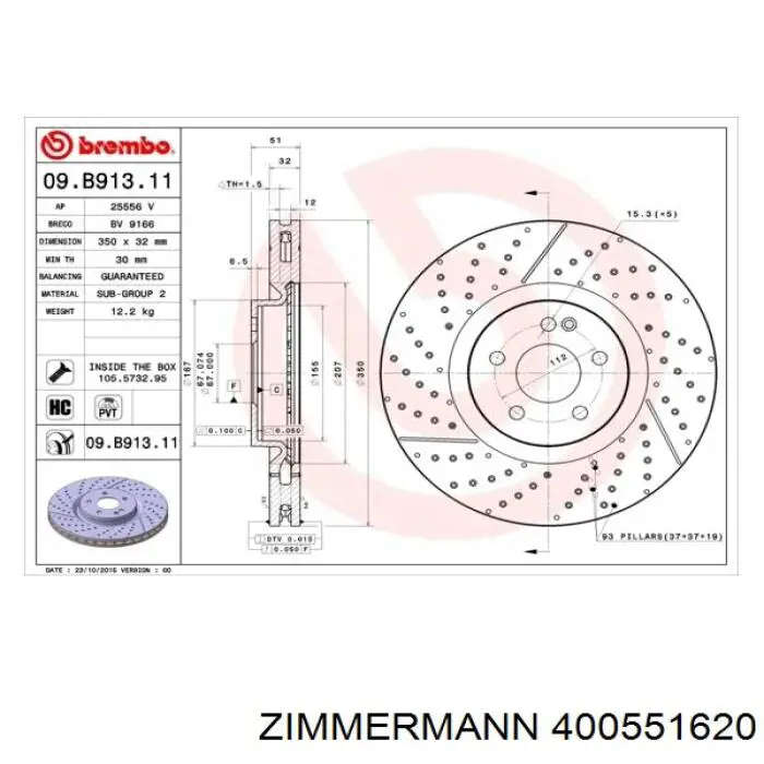 400551620 Zimmermann freno de disco delantero