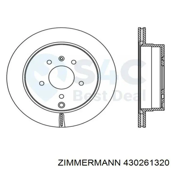 430.2613.20 Zimmermann disco de freno trasero