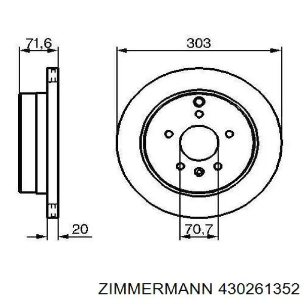 430.2613.52 Zimmermann disco de freno trasero