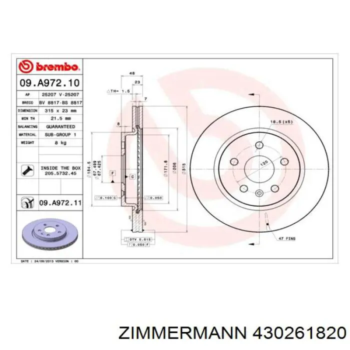 430261820 Zimmermann disco de freno trasero