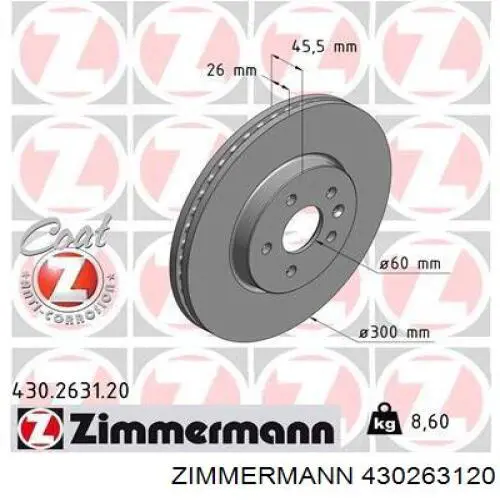 430.2631.20 Zimmermann freno de disco delantero