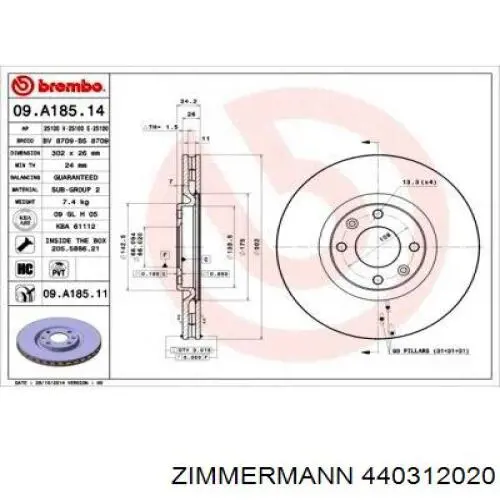 440312020 Zimmermann freno de disco delantero