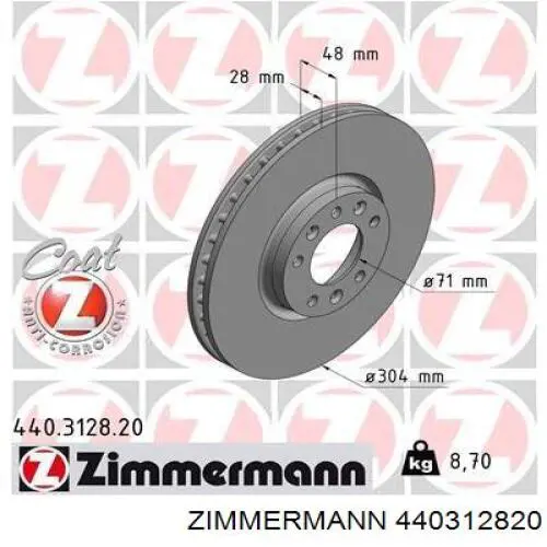 440.3128.20 Zimmermann freno de disco delantero