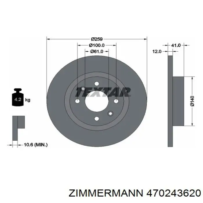 470243620 Zimmermann freno de disco delantero