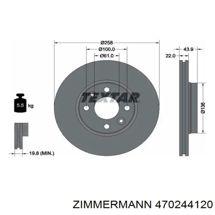 470244120 Zimmermann freno de disco delantero