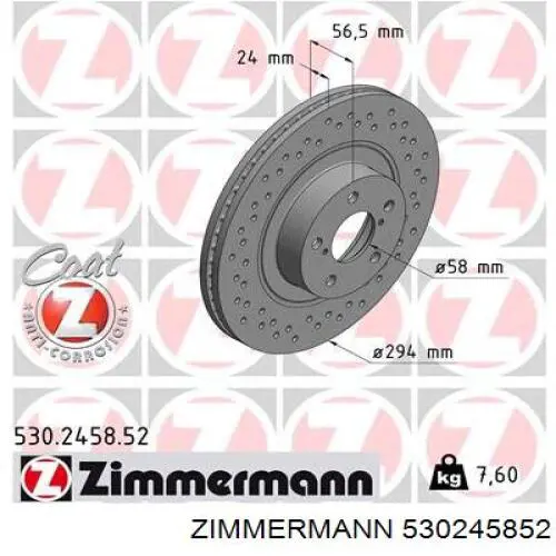 530245852 Zimmermann freno de disco delantero