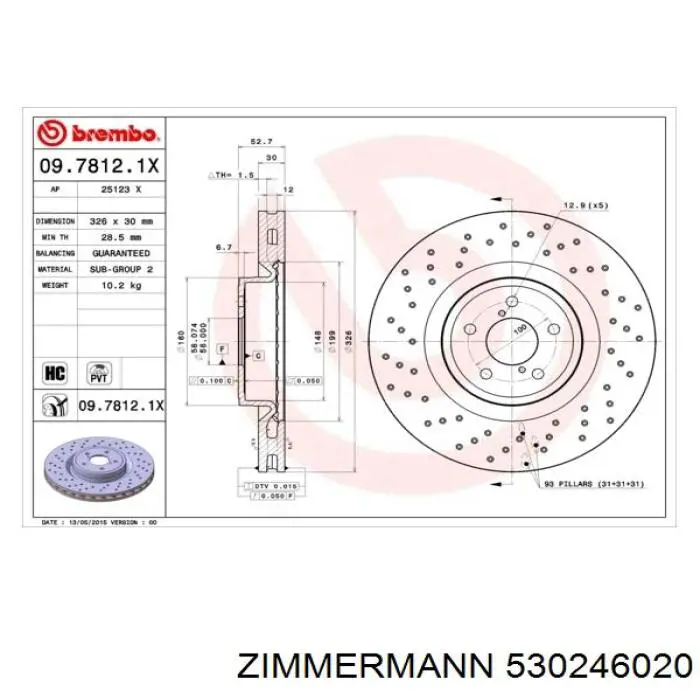 530246020 Zimmermann freno de disco delantero