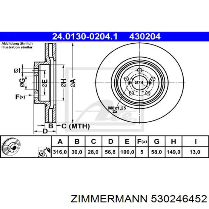 530.2464.52 Zimmermann freno de disco delantero