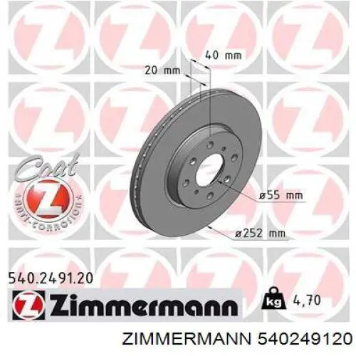 540249120 Zimmermann freno de disco delantero