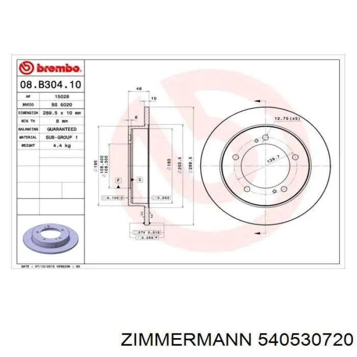 540530720 Zimmermann freno de disco delantero