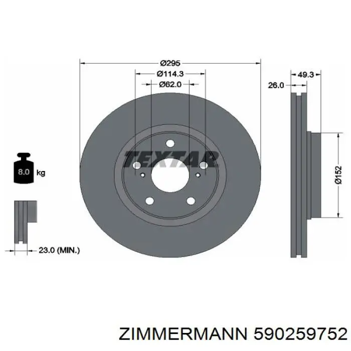 590.2597.52 Zimmermann freno de disco delantero