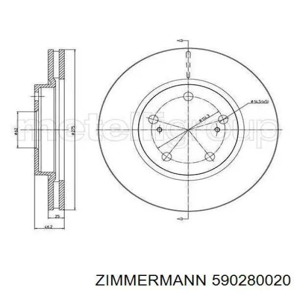 590280020 Zimmermann freno de disco delantero