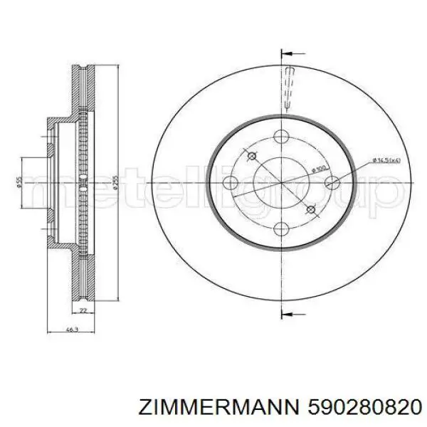 590280820 Zimmermann freno de disco delantero