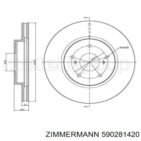 590.2814.20 Zimmermann freno de disco delantero