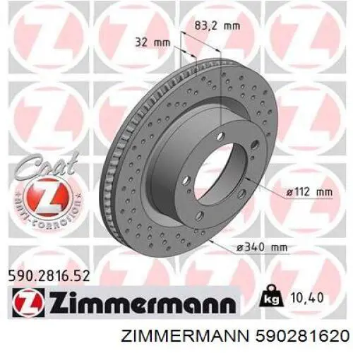 590281620 Zimmermann freno de disco delantero