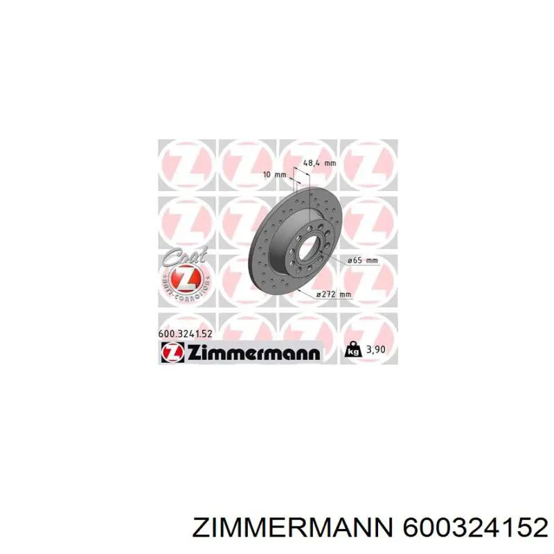 600324152 Zimmermann disco de freno trasero