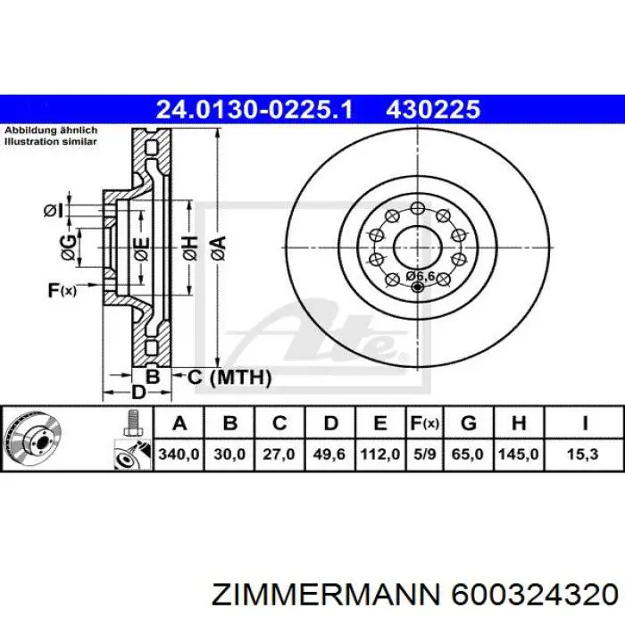 600324320 Zimmermann freno de disco delantero