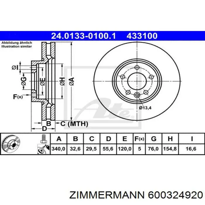 600324920 Zimmermann freno de disco delantero