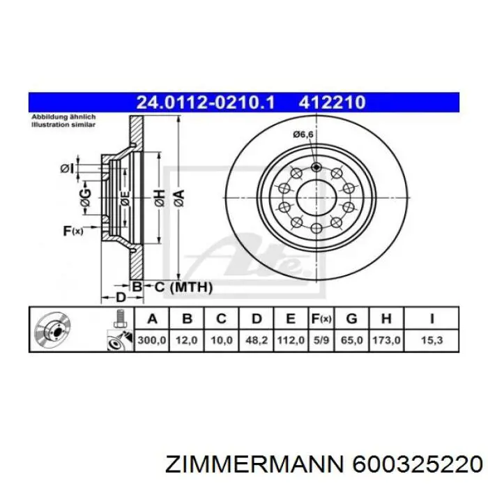 600325220 Zimmermann disco de freno trasero