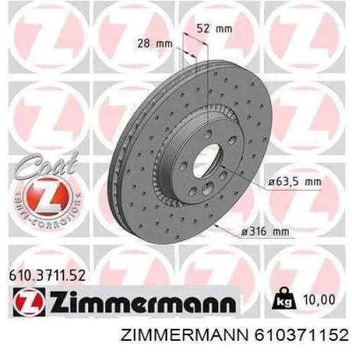 610.3711.52 Zimmermann freno de disco delantero