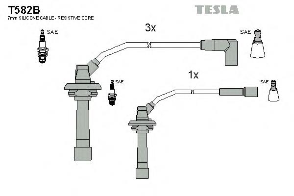 T582B Tesla juego de cables de encendido