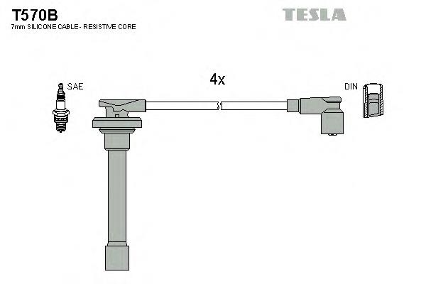 T570B Tesla juego de cables de encendido