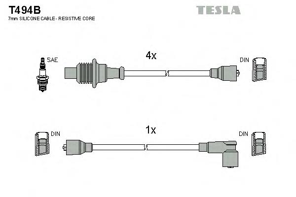 T494B Tesla juego de cables de encendido