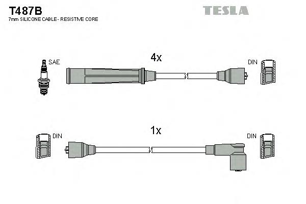 T487B Tesla juego de cables de encendido