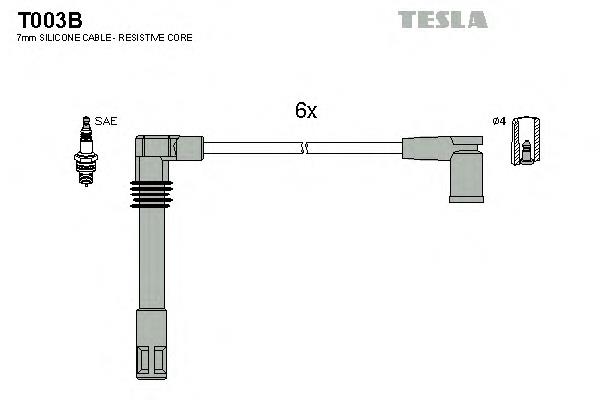 T003B Tesla juego de cables de encendido