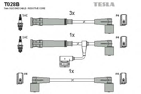 T028B Tesla juego de cables de encendido