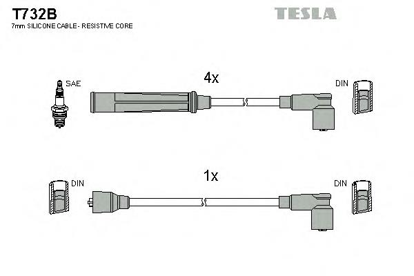 T732B Tesla juego de cables de encendido