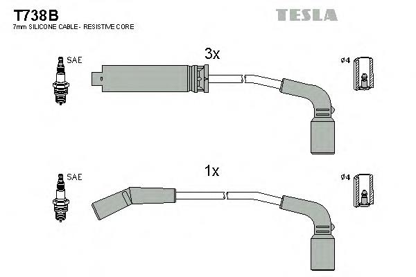 T738B Tesla juego de cables de encendido