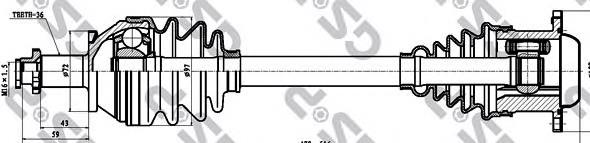 261098 GSP árbol de transmisión delantero izquierdo