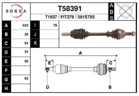 T58391 EAI árbol de transmisión delantero izquierdo