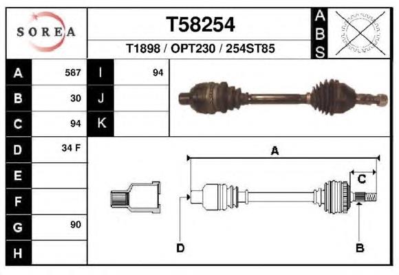 T58254 EAI árbol de transmisión delantero derecho