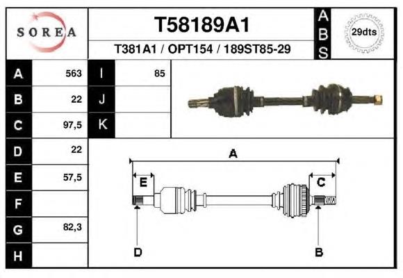 T58189A1 EAI árbol de transmisión delantero izquierdo