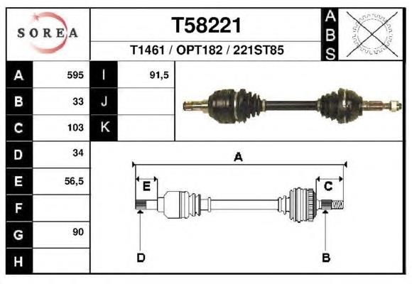 T58221 EAI árbol de transmisión delantero izquierdo