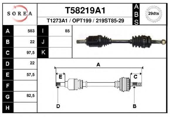 T58219A1 EAI árbol de transmisión delantero izquierdo