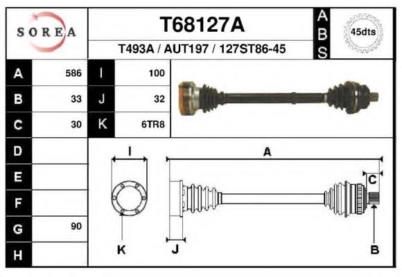 T68127A EAI árbol de transmisión delantero izquierdo