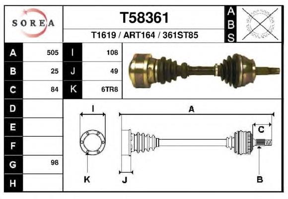  Árbol de transmisión delantero izquierdo para Alfa Romeo 146 930