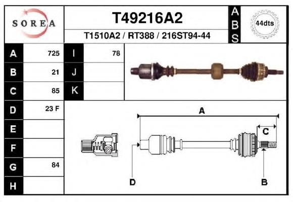 T49216A2 EAI árbol de transmisión delantero derecho