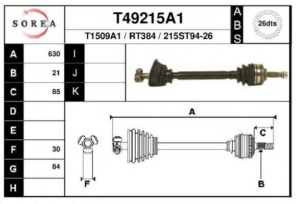 T49215A1 EAI árbol de transmisión delantero izquierdo