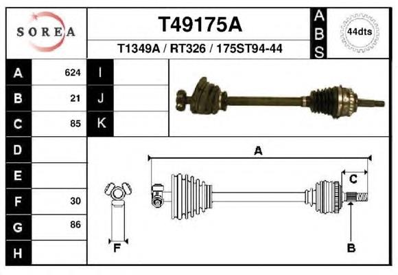 T49175A EAI árbol de transmisión delantero izquierdo