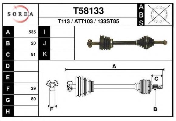  Árbol de transmisión delantero izquierdo para Fiat Panda 1 