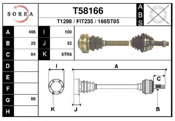  Árbol de transmisión delantero derecho para Alfa Romeo 147 937