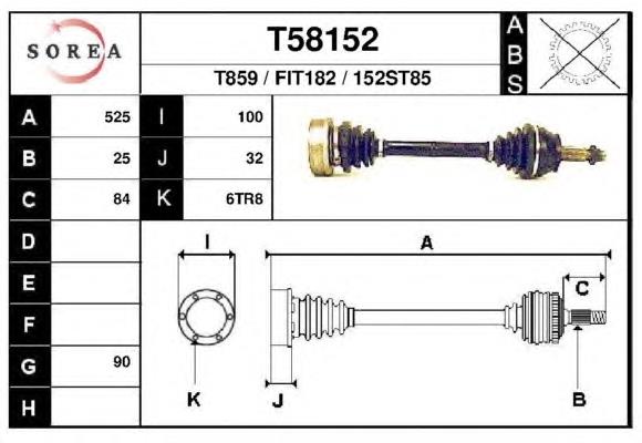  Árbol de transmisión delantero para Lancia Thema 834